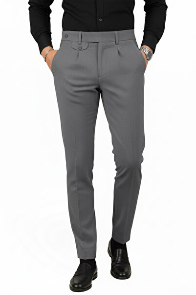 DeepSEA Men's Anthracite Italian Cut L Stretch Fabric Pleated Stylish Fabric ...