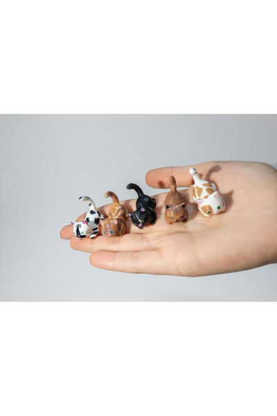 LUBIKO STUDIO 5'Li Minyatür Kedi Figürü Seti Dekoratif Obje (Museum Of Us Akı...