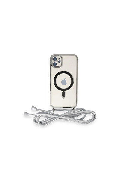 Kuzgun Ticaret جراب آيفون 11 ديفو ليزر مزود بحزام ماجسيف - فضي