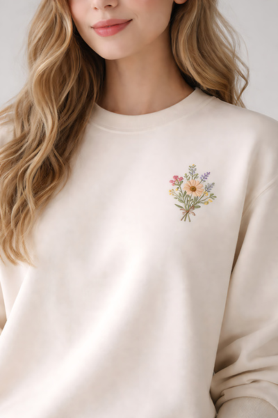 ArtYus Cicek Printed Unisex 3 Thread Sardonized Circular Neck Oversized Sweat...