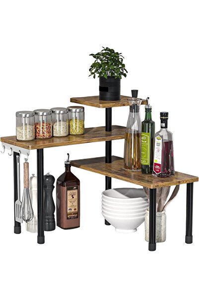 X LOT منظم سطح الطاولة، رف زاوية متحرك بثلاثة مستويات لسطح طاولة المطبخ والحمام