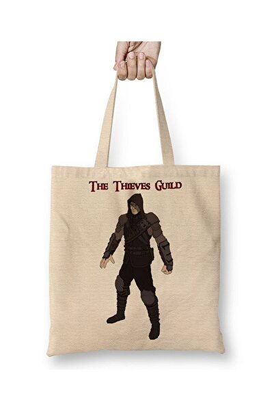 Toyaso حقيبة تسوق من القماش الأبيض من Skyrim The Thieves Guild بمقبض طويل وحق...