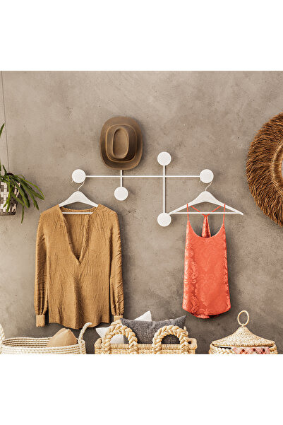 MOİRA Dekoratif Mat Beyaz Metal Duvar Askısı Modern Tasarım Antre Banyo Hol P...