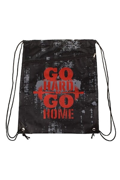 OEM Sport Backpack with Pocket, Go hard-Go home, Black, 34x41cm