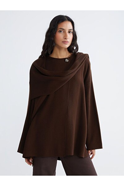 LC Waikiki Oversized Women's Knitwear Sweater with Scarf Detail
