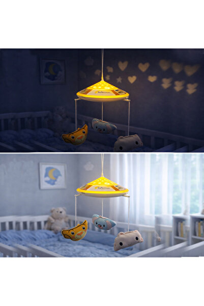 CHUBBY BABY Bebek Gece Lambası – Yıldız ve Kalp Yansıtmalı, Asılabilir Uyku L...