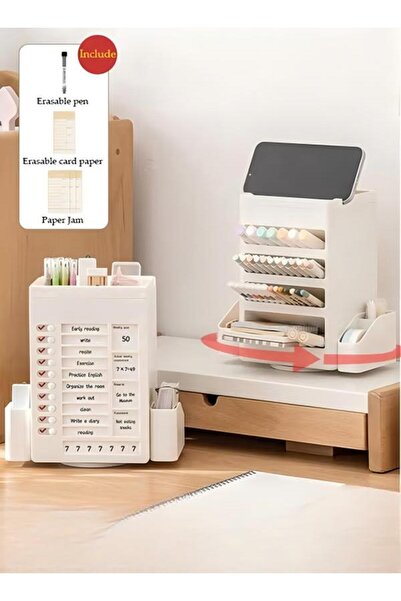 DOMEET Rotating Pen Holder, Plastic Desk Organizer with 360° Rotating Base, D...