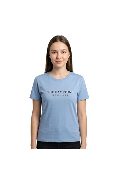 Enfield & Co. تي شيرت نسائي من هامبتونز بطباعة Enfield&Co باللون الأزرق الفاتح