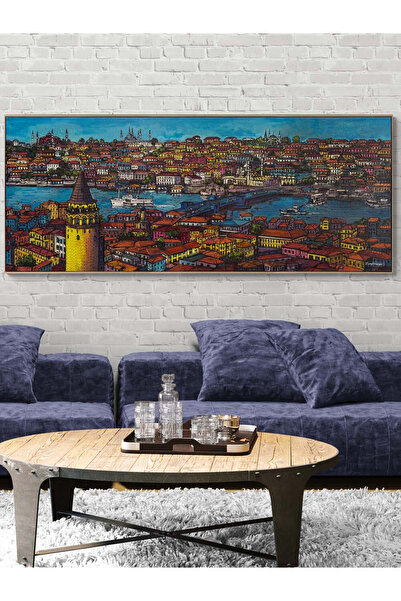 Simurg Sanatevi Haliç ve Galata Kulesi Yağlı Boya Tablosu