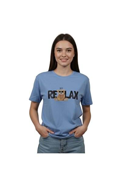 Enfield & Co. تي شيرت نسائي من Enfield&Co بطبعة دمية الدب Relax BEBE BLUE