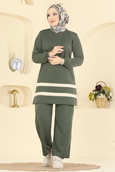 ModaMerve Garni Detaylı İki İplik Takım 1004ETT926-MS Haki