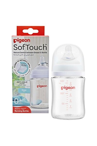 Pigeon SofTouch Wide Neck Nursing Glass Bottle For 0+ Months Baby 160ml