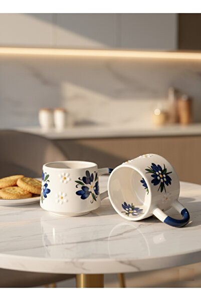 RGS HOMELİFE طقم أكواب سيراميك مصنوع يدويًا مكون من قطعتين، طقم أكواب سيراميك...