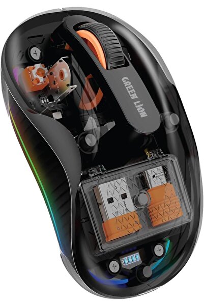 Green Lion Wireless Bluetooth Mouse, Transparent Tri-Modes Mouse, 2.4GHz USB-...