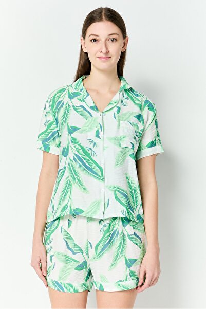 Bebe Women 2 Pcs Floral Print Short Sleeve Pyjama Set, Multicolor