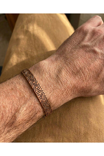 Beksy Accessory Erkek Bakır Bileklik Örgü Desenli - Şık ve Klasik Tasarım Gün...