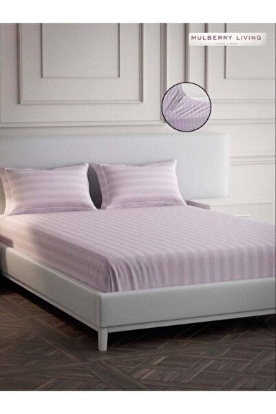 MULBERRY LIVING 100% Cotton - 300Tc Elysian Stripes Queen Size Fitted Bedsheet