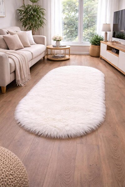 EYPRICH Kuzu Post Peluş Premium Yumuşak Tüylü Halı Beyaz