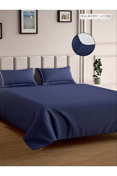 MULBERRY LIVING 100% Cotton - 300Tc Urban Grid King Size Fitted Bedsheet