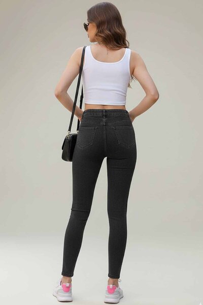 vynor atelier Kadın Denim Görünümlü Tayt - Esnek ve Toparlayıcı Jean Tayt