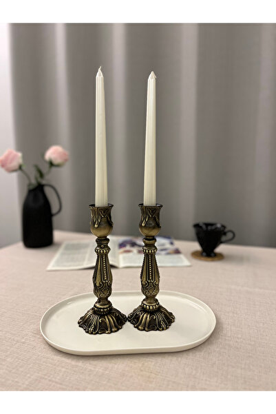 LUXAY HOME BAROK İNCİ ESKİTME GOLD 2'Lİ ŞAMDAN & MUMLUK DEKORASYON SETİ