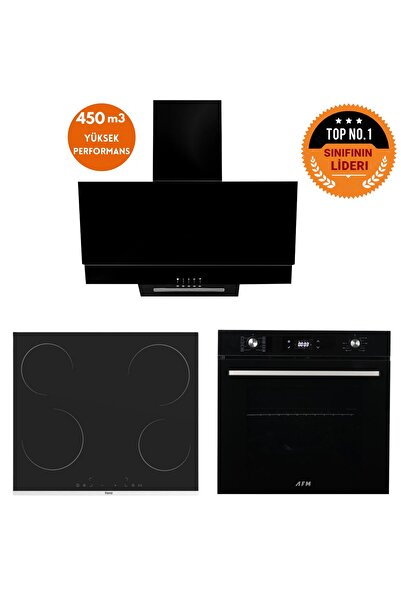 Ferre ve AFM Tech MARKALI/EQ Vitro. Elektrikli Siyah Dijital Ankastre Set (MS...