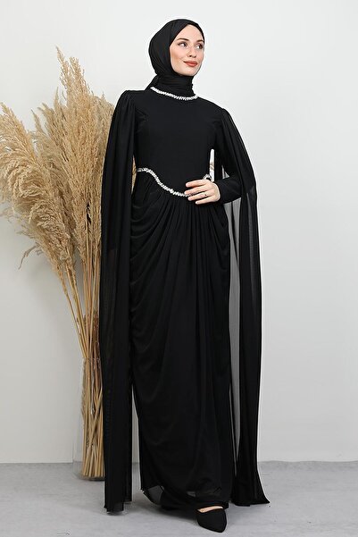 GİYZAMİLA Diana Tül Abiye Siyah