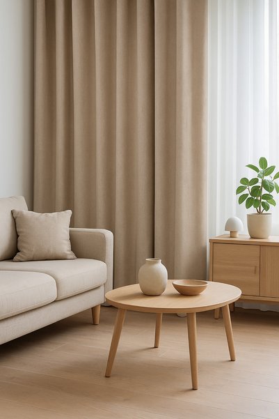 QUBA DECO Linen Textured Blackout Lightproof Extralight Blackout Background Curtain Bedroom Children's Room Living Room