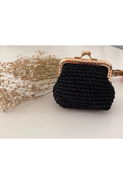 Canbutik Handcrafted Mini Knitted Coin Purse Black