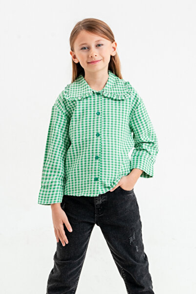 GİYİCEM TEKSTİL Cămașă Pitikare pentru fete basic guler tip Peter Pan 3100