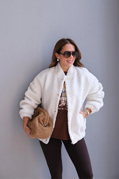 Purple by Banu Ecru Teddy Coat