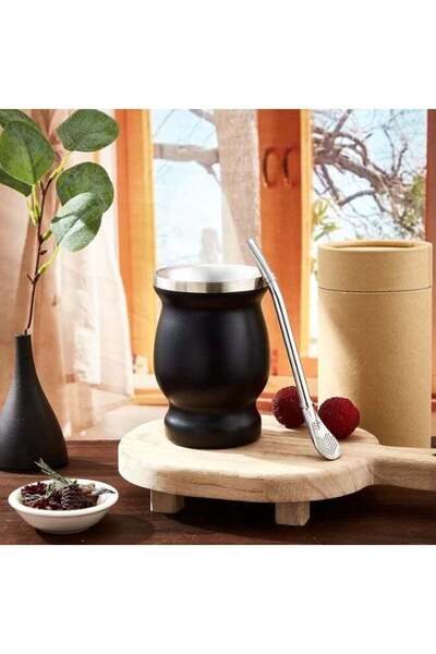 Arabest Mate Tea Cup, Mate Gourds Cup with Straws and Cleaning Brush, Stainle...