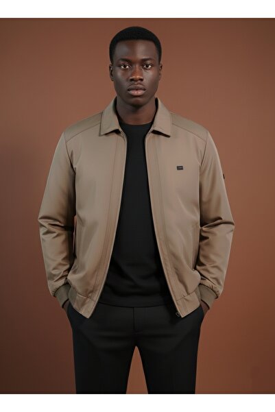 MODA Erkek Camel Fermuarlı Mevsimlik Ceket