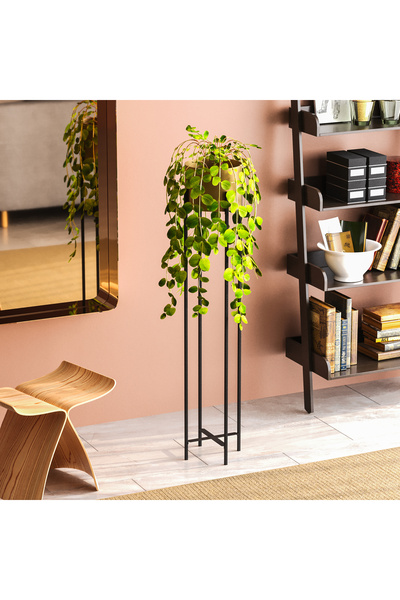 MOİRA Dekoratif,Metal Saksılık 108x23x23 cm Modern Ayaklı Siyah Çiçeklik Muml...