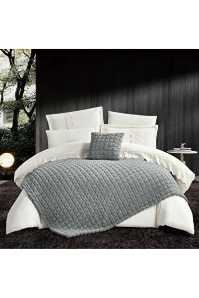 Alhabib bedding مفرش فرنزي شتوي فرو ناعم مزدوج أبيض مع بطانية رصاصي عدد القطع 8