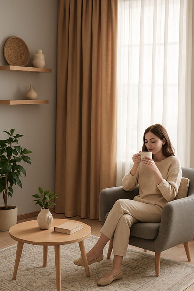 QUBA DECO ستارة خلفية معتمة من الإيفا بملمس الكتان، مقاومة للضوء، لغرفة النوم...