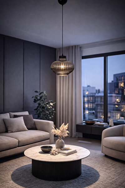 Fer Avize Sahra Modern Füme Cam Tekli Avize