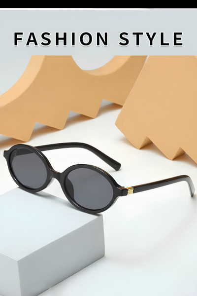 QAYYO Accessories Miuz Unisex Black Framed Oval Uv400 Sunglasses