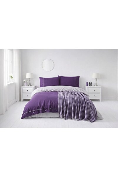 VELLON HOME 5-Piece Bedding Set with Blanket Double Size Purple