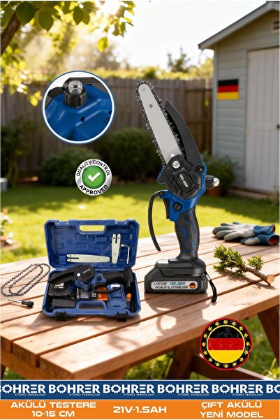 BÖHRER 10 - 15 CM KAMA ZİNCİR 21V AKÜLÜ BAHÇE BUDAMA AĞAÇ KESME MAKİNESİ