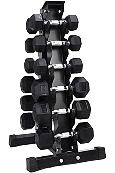 1441 Fitness Fitness Hex Dumbbell Set with Rack – Cast Iron Weights 2.5-15Kg ...
