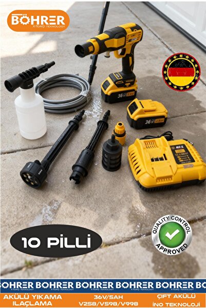 BÖHRER 36V 5AH PLASTİK TAŞIMA ÇANTALI AKÜLÜ OTO ARAÇ YIKAMA BAHÇE SULAMA İLAÇ...