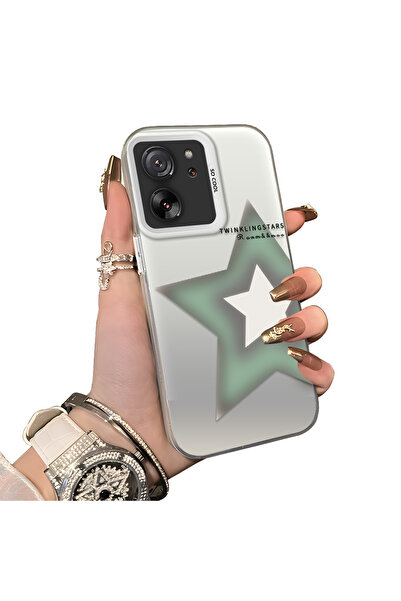 ucuc حافظة فضية ملونة متوافقة مع هاتف Xiaomi Mi 13T/Mi 13T Pro ذات نمط نجمي و...