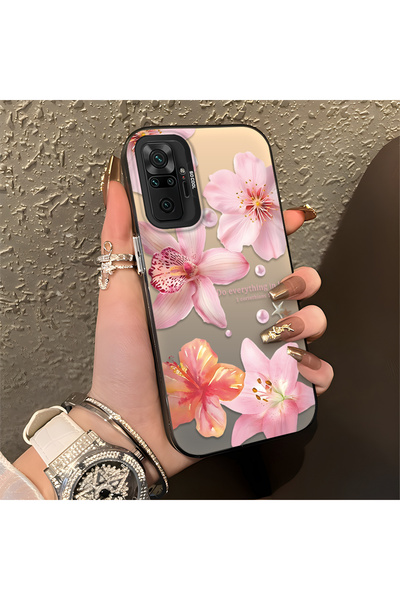 ucuc Xiaomi Redmi Note 10 Pro Uyumlu Çiçek Desenli Mat Parlak Yüzey Darbe Kor...