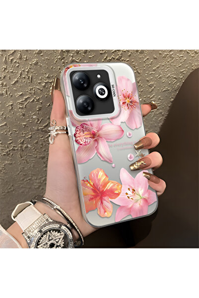 ucuc حافظة ملونة فضية اللون متوافقة مع هاتف Infinix Smart 8/8 Pro، ذات نمط زه...