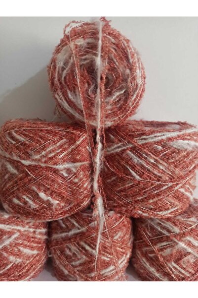 İPEK YÜN İPLİK DÜNYASI Moher Knitting Yarn (Flame Cream) 2 Ply Boucle (Dark S...