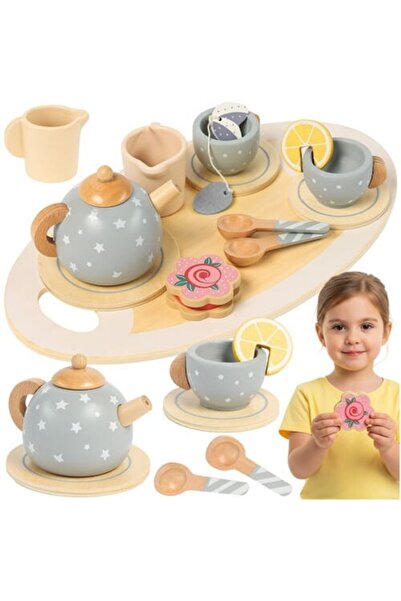 SMARTECH Wooden Tea Set for Kids with Accessories, Montessori, 15 Pieces, Pas...