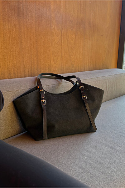 Mupa Shoes Women's Hand and Shoulder Bag Black Suede