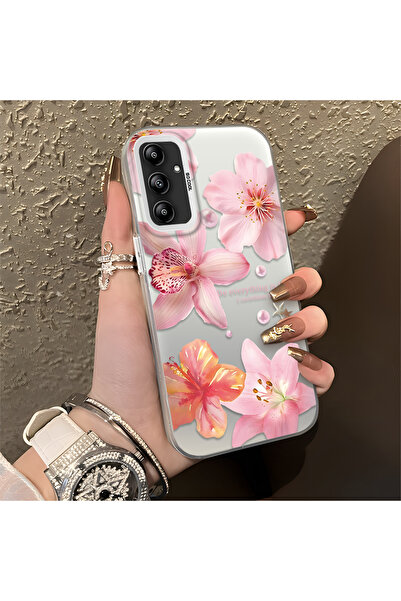 ucuc حافظة ملونة فضية اللون لهاتف سامسونج جالاكسي A14 4G متوافقة مع نمط الزهو...