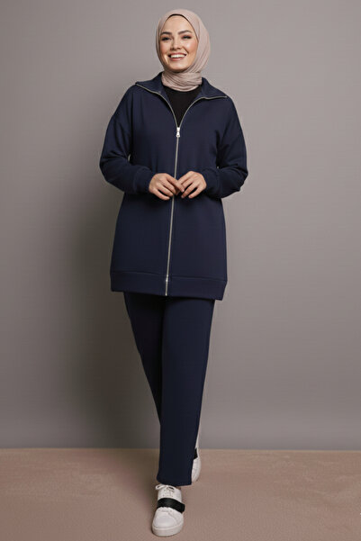 benguen Zippered Double Suit N1011 Navy Blue